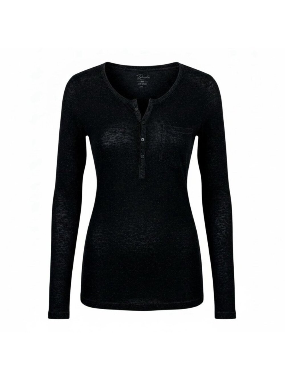 NWT Rails Long Sleeve Henley Top XS Black Marled Spacedye Heathered Semi Sheer